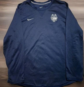 Nike UConn Huskies Dri Fit Waffle Knit Navy Blue Mens Size XXL Pullover L/S - Picture 1 of 8