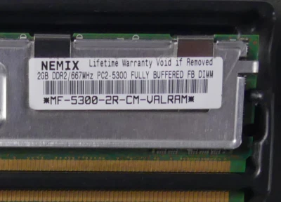 Server RAM Memory 4GB [2x2GB] HYS72T256920HFA-3S-B 2GB 2Rx4 PC2-5300F-555-11-H0 - Image 1 of 2