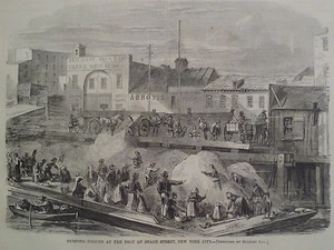 Dump Foot of Beach St New York City 1866 impresión antigua Harper’s Weekly - Imagen 1 de 2