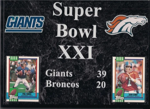 Super Bowl XXI Football Plaque Cover