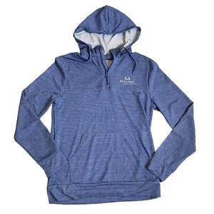 Realtree Fishing Mens S Blue Hooded Pullover Stretch Long Sleeve Vented 1/4 Zip - Picture 1 of 8