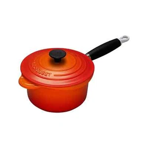 Le Creuset Cast-Iron 1 1/4 qt Saucepan, Phenolic Handle, Flame NIB with Tags - Picture 1 of 12