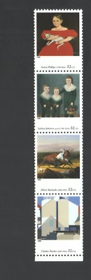 UnUsed Strip of 4 US Postage 32 Cent Stamps 4 Centuries of Art PHILLIPS BIERSTAD - Image 1 of 2