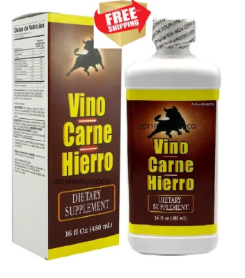 SUPLEMENTO DIETÉTICO DE HIERRO VINO CARNE HIERRO - Suplemento Nutricional 16 fl oz Foto 1 de 3