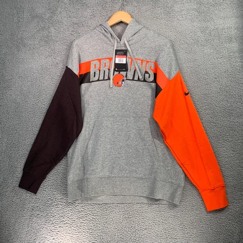 Nike Cleveland Browns Football Hooded Sweatshirt Hoody Heather Gray Size Large Cover
