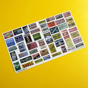 Model Railway O GAUGE scale enamel signs vintage looking pre cut stickers! - Foto 1 di 3