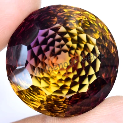 Pedra preciosa natural bicolor ametrina impecável 41,05 quilates redonda certificada não tratada - Imagem 1 de 4