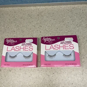 (2) Vintage Salon Perfect Eyelashes #53 Brown - 1987 Hand Trimmed Feathered NEW! - Picture 1 of 8