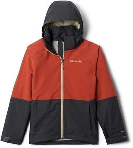 NWT Columbia Boys Evolution Valley Hooded Waterproof Rain Jacket, Red/Gray, L - Picture 1 of 12