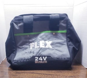 FLEX 24v Zippered Tool Bag Black Grey Green Stripe W/Charger NEW 6 slip pockets  - Picture 1 of 9