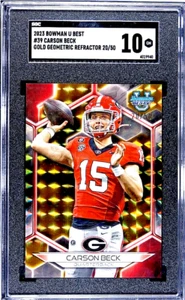 2023 Bowman Chrome Carson Beck GOLD Geometric #d/50 Rookie SGC 10 Gem Mint POP 1 - Picture 1 of 4
