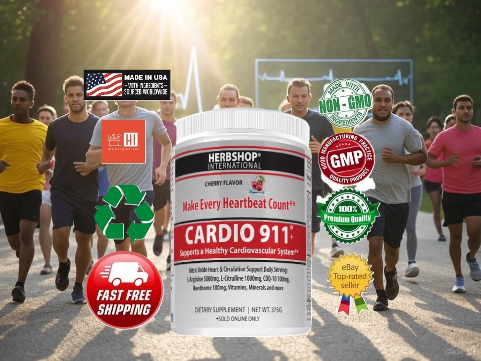 Cardio 911 L-Arginine, Nitric Oxide, Heart, Cherry/Berry/Grape, 30 Servings! - Image 1 of 4
