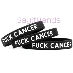 Three (3) F*** Cancer Wristbands - Silicone Bracelets Fundraiser Awareness Bands - Picture 1 of 4