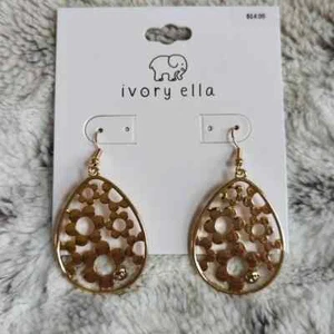 Pendientes lágrima Ella Flower Power marfil nuevos con etiquetas - Imagen 1 de 2