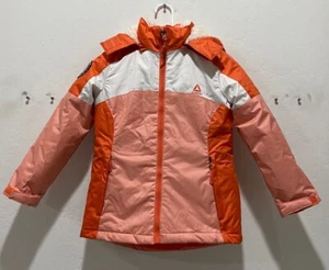 Kids Reebok Insulated Double Coat Size 6X Hooded Zipper Front & Pockets Orange - Picture 1 of 8
