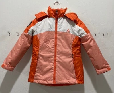 Abrigo doble aislante Reebok para niños talla 6X con capucha cremallera frontal y bolsillos naranja Foto 1 de 4