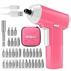 34pc 3.6V Pink USB Small Power Electric Screwdriver Set for Women. LED