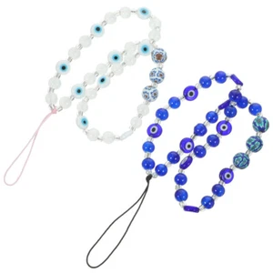 Set of 4 Lanyard Beads Miss Phone Jewellery Cellphone Evil Eye Beaded - Zdjęcie 1 z 12