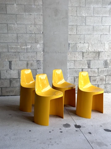 Vintage Umbo Space Age Stackable Chairs Yellow Kay Leroy Ruggles 1970s Mod Cover