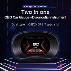 Car HUD Head-up Display OBD2 GPS Navigation Driving Speedometer HD Speed Warning - Picture 1 of 10
