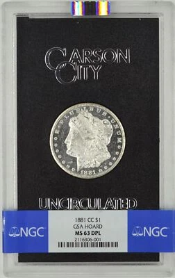 1881 CC MORGAN DOLLAR S$1 GSA HOARD NGC MS 63 DPL DEEP PROOF LIKE - Image 1 of 3