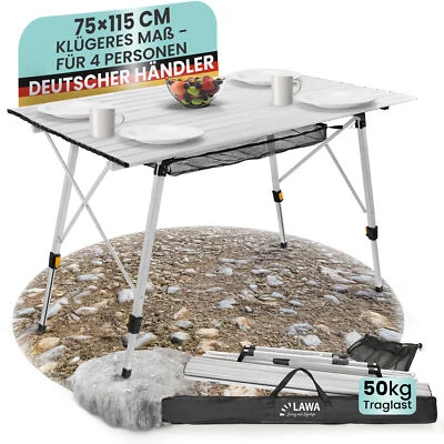 Aluminium Camping Table Hauteur Réglable 4 Personnes Table Pliante Balcon Léger - Photo 1/4