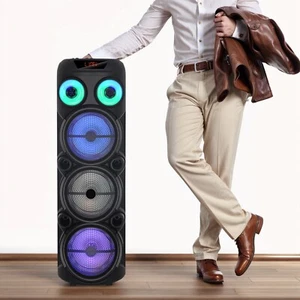 Wireless Portable Bluetooth Party Speaker 3* 8" Woofer Heavy Bass Sound With Mic - Picture 1 of 7