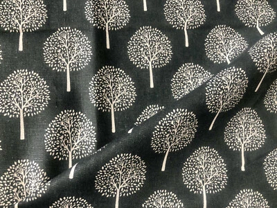 GREY Mulberry Tree Cotton Linen Blend Fabric Natural Material Curtains 59" Wide - Image 1 of 4