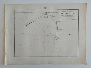 1858 Gauttier Carta Náutica Mapa Plano Port Puerto de Valencia Móle et Grao - Imagen 1 de 1