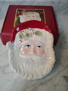 Lenox Holiday Gatherings Santa Canape Plate Claus Head Serving Dish Tray 8" -NEW - Picture 1 of 2