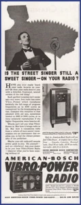 Vintage 1933 AMERICAN-BOSCH Virro-Power Model 370M 350 Tube Radio 30's Print Ad - Picture 1 of 1
