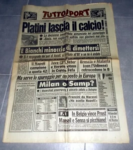 Tutto Sport quotidiano del 18 Maggio 1987 "PLATINI' LASCIA IL CALCIO" - Foto 1 di 3