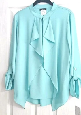 Новый с Ярлыками, длинным рукавом бирюзовый блузка, Бали, размер P/S, Flowy спереди, отрегулировать до 3/4 рукава - Изображение 1 из 3