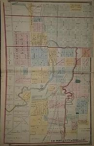 1874 Plat Map ~ SOUTH WEST PART CITY of FOND du LAC, FOND du LAC Co., WISCONSIN - Picture 1 of 3
