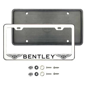 Bentl3y Black Laser Etched Chrome Stainless Steel License Frame Silicone Guard - Picture 1 of 1
