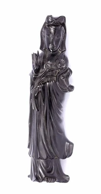 1954G Chinese Dark Cherry Amber Bakelite Faturan Carved Carving Figure Figurine - Image 1 of 4