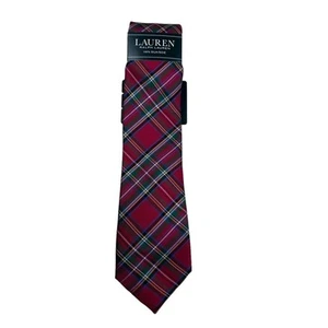 Lauren Ralph Lauren Boys 100% Silk Red Tartan Plaid Checker Red Classic Tie - Picture 1 of 6