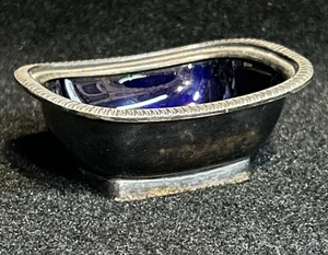 Vintage Silber Teller Meister Salz mit Kobalt Einsatz Made In England B8 - Bild 1 von 15