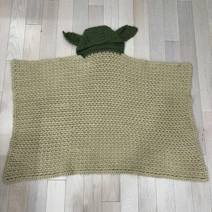 Handmade Crochet Baby Blanket Oversized Large Nursery Baby Yoda Grogu Inspired  - Picture 1 of 6