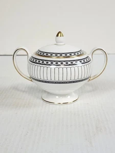 Cuenco de azúcar y tapa Wedgwood China COLONNADE NEGRO en forma de leigh - Imagen 1 de 11