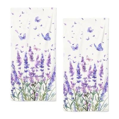 Juego de 2 toallas de mano lavanda ligeras transpirables púrpura floral lavanda 01 Foto 1 de 4