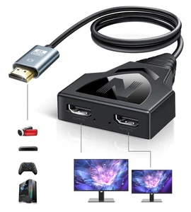 HDMI Splitter 1 Input 2 Output 1080P HDMI Cable Adapter for HDTV LCD Monitors - Picture 1 of 9