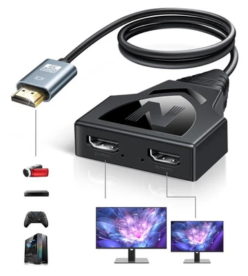 HDMI Splitter 1 Input 2 Output 1080P HDMI Cable Adapter for HDTV LCD Monitors - Image 1 of 4