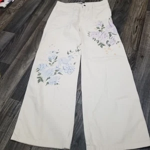 Jean femme Lauren Ralph Lauren à fleurs taille haute jambes larges taille 10 étiquette noire - Photo 1/15