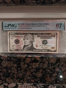2009 $10 ATLANTA FR#2041 (JFB Block) Press Fancy Binary Number Note PMG 67 EPQ - Picture 1 of 4