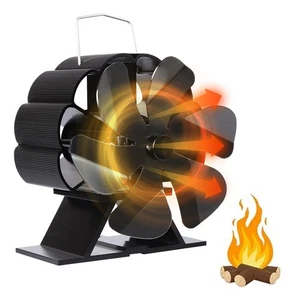 Ventilador de horno chimenea estufa de leña estufa eléctrica ventilador 6 vuelos distribución de calor silencioso - Imagen 1 de 15