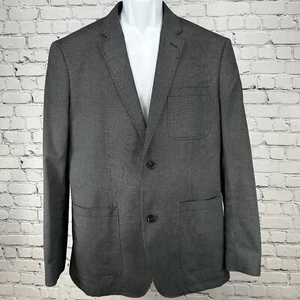 Perry Ellis Gray Shepherd Check 2 Button Blazer Sport Coat Suit Jacket Size 44R - Picture 1 of 9