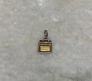 Sterling Silver Shopping Bag Charm 925 - Picture 1 of 4