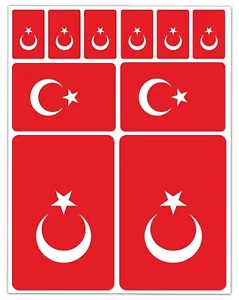 10x Vinyl Stickers Decals Turkish Flag Turkey Car Motorcycle Helmet Window - Picture 1 of 5