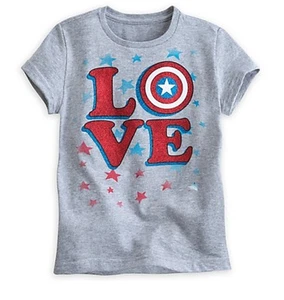 Camiseta Camiseta Disney Store Niñas Capitán América "Amor" Talla 5/6 7/8 10/12 14 - Imagen 1 de 1